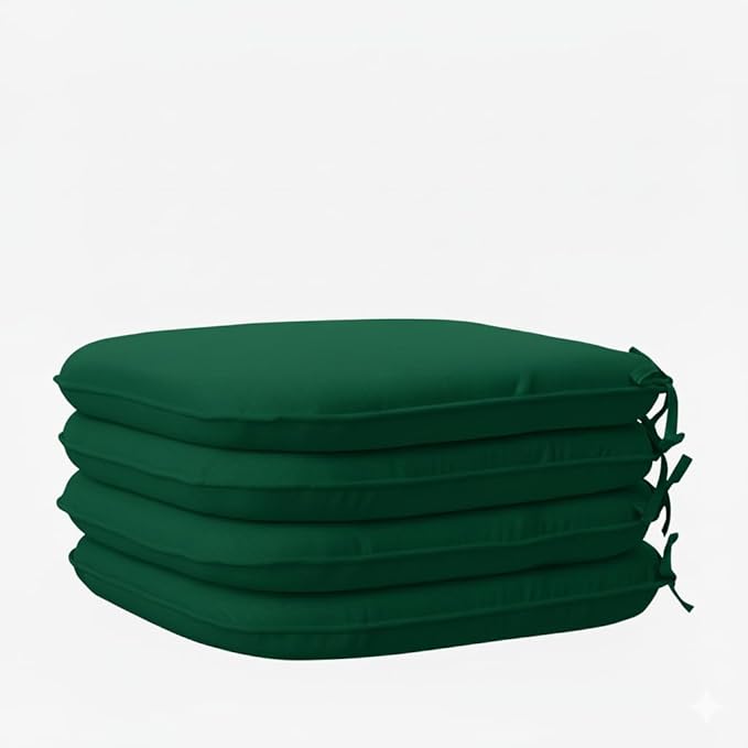 Set of 4 Seat Pads with Ties Luxurious Quilted Seat Pads for Indoor Outdoor Garden Patio Kitchen & Office Chairs - Image 4