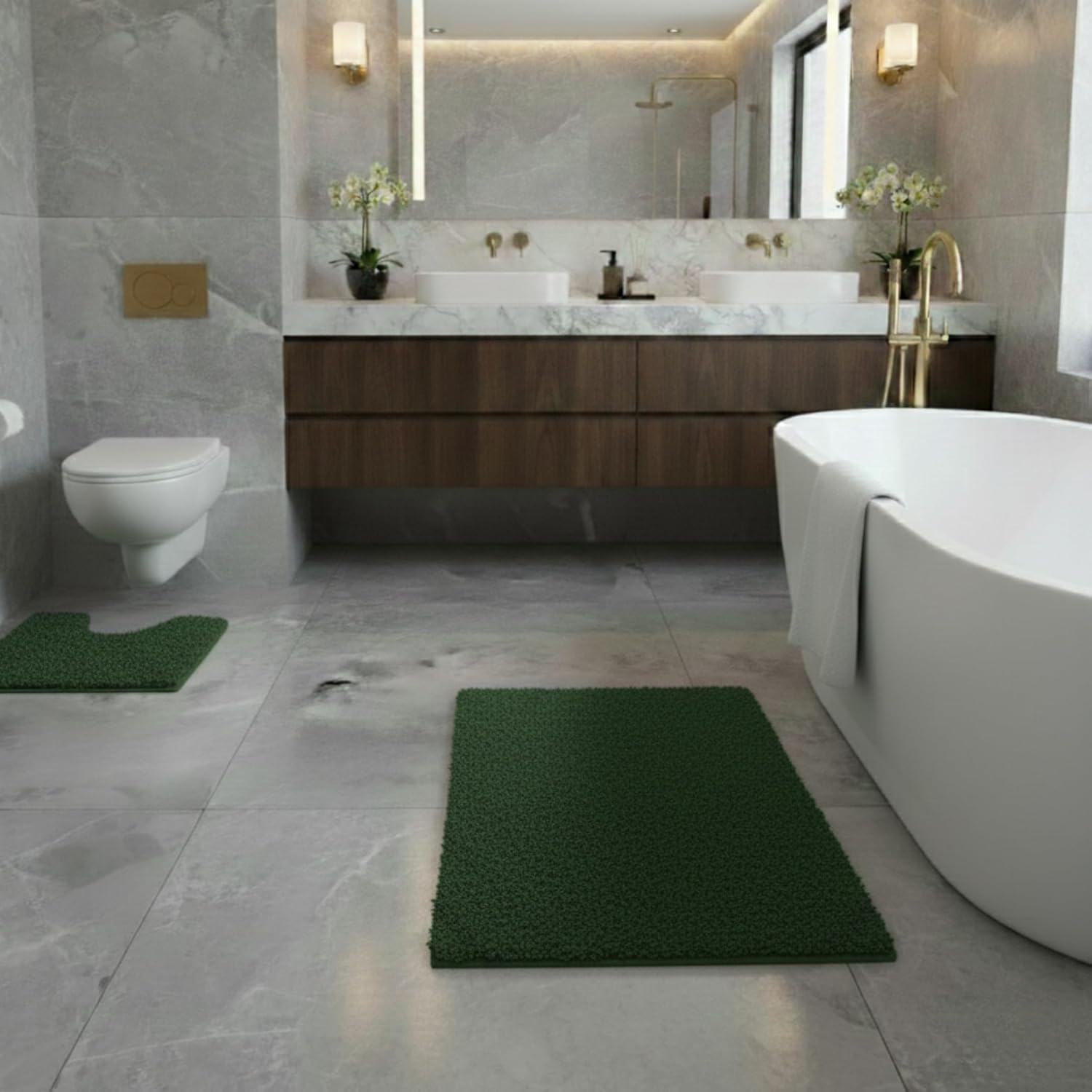 Luxury Super Soft 2 Piece Zero Twist Bath Mat Pedestal - Image 5