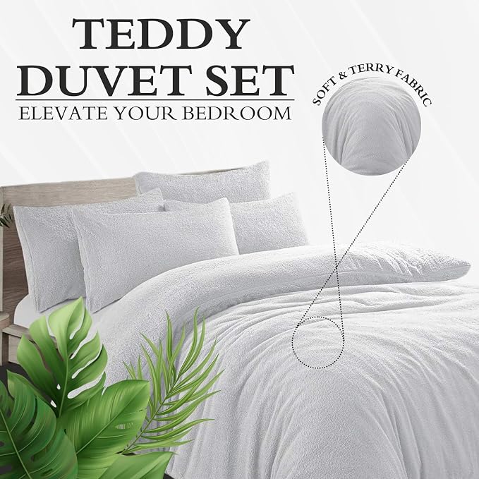 Teddy Bear Fleece Bedding Set Soft Warm & Cosy Luxury Duvet Cover Set with Pillowcases - Image 10