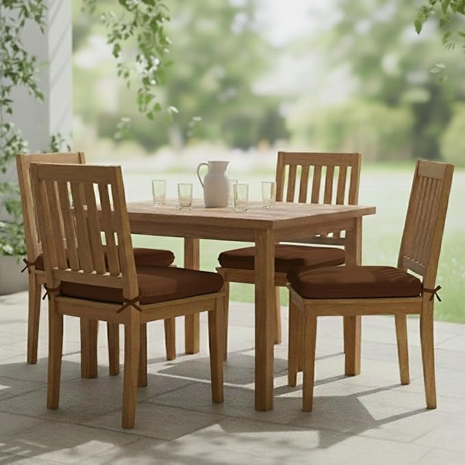Set of 4 Seat Pads with Ties Luxurious Quilted Seat Pads for Indoor Outdoor Garden Patio Kitchen & Office Chairs - Image 2