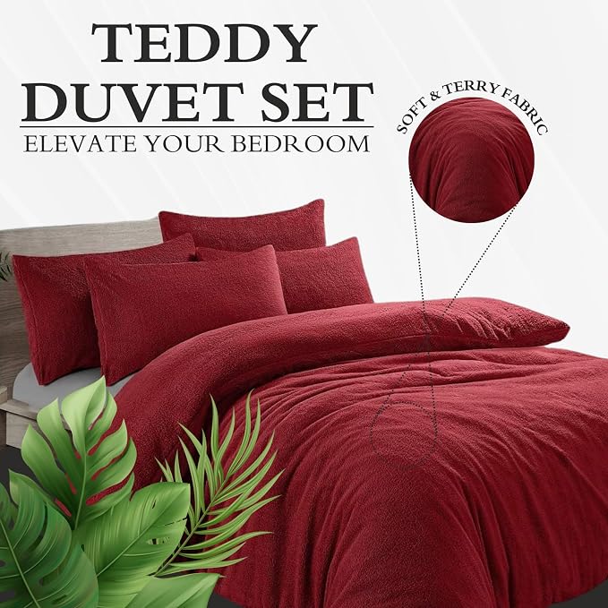 Teddy Bear Fleece Bedding Set Soft Warm & Cosy Luxury Duvet Cover Set with Pillowcases - Image 8