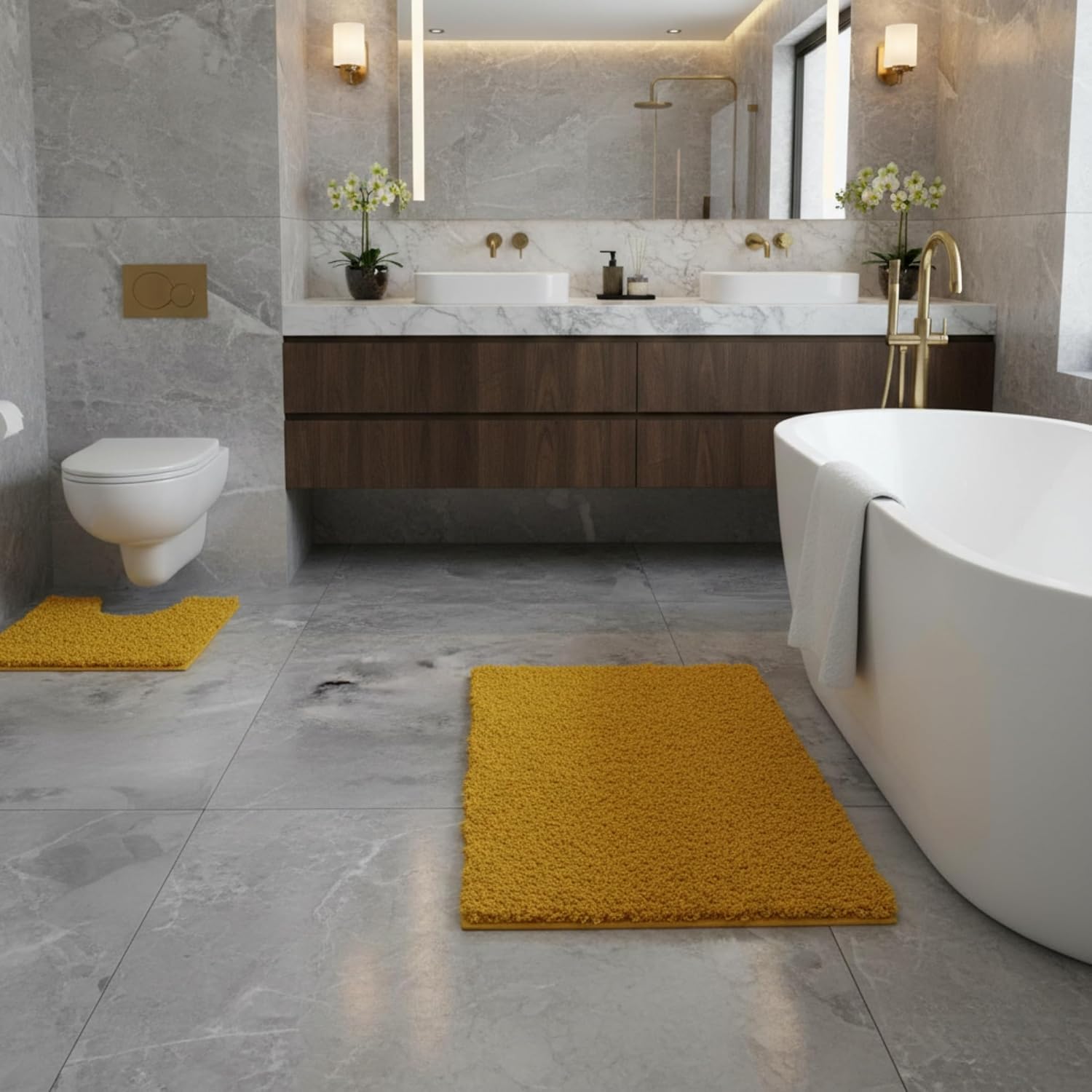Luxury Super Soft 2 Piece Zero Twist Bath Mat Pedestal - Image 7