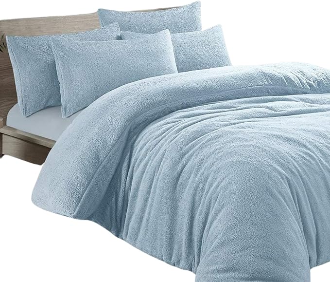 Teddy Bear Fleece Bedding Set Soft Warm & Cosy Luxury Duvet Cover Set with Pillowcases