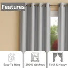 Top Plain Thermal BLACKOUT LINED Curtains with Tie - Image 5