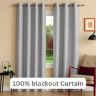 Top Plain Thermal BLACKOUT LINED Curtains with Tie - Image 3